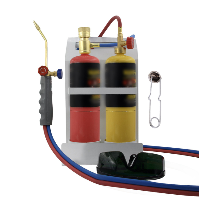 DEM QO60p Oxy Propane Torches Fuel With Tank Support, Glasses And Flint Spark Lighter (Gas Cylinders Not Included)